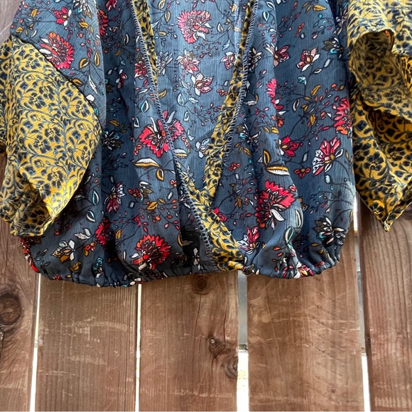 OLM | Women’s Teal Floral Blouse - Picture 4 of 7